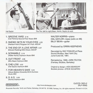 The Trio (10) : Billy Bean, Hal Gaylor*, Walter Norris : The Trio (CD, Album, RE, RM)