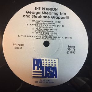 George Shearing Trio And Stephane Grappelli* : The Reunion (LP, Album)