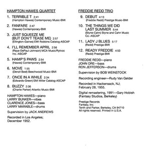 Freddie Redd / Hamp Hawes* : Piano: East/West (CD, Comp, Ltd, RE, RM)