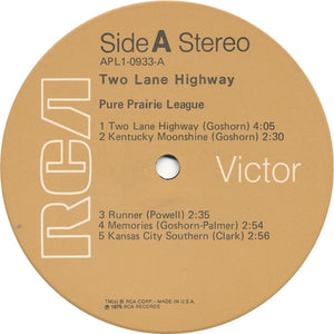 Pure Prairie League : Two Lane Highway (LP, Album, Ind)