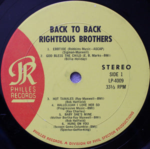 The Righteous Brothers : Back To Back (LP, Album, Mon)