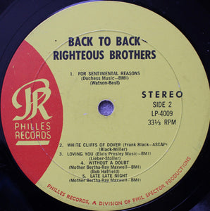 The Righteous Brothers : Back To Back (LP, Album, Mon)