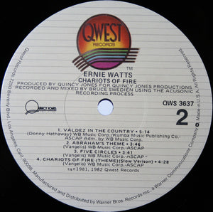 Ernie Watts : Chariots Of Fire (LP, Album, Jac)