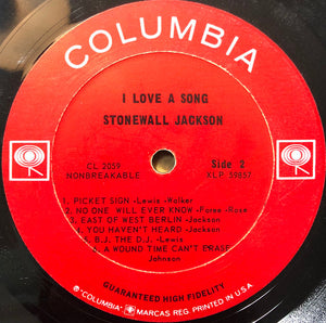 Stonewall Jackson : I Love A Song (LP, Album, Mono)