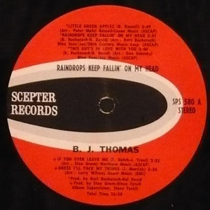 B.J. Thomas : Raindrops Keep Fallin' On My Head (LP, Album, Gat)