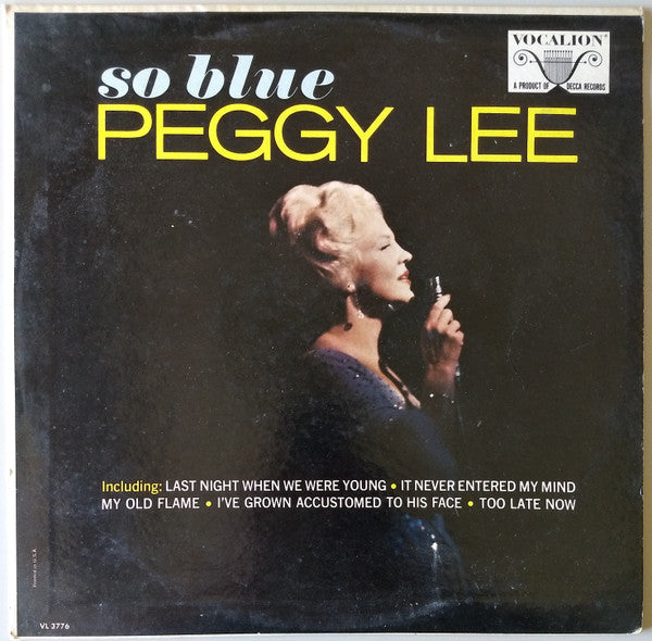 Peggy Lee : So Blue (LP, Album, Mono)