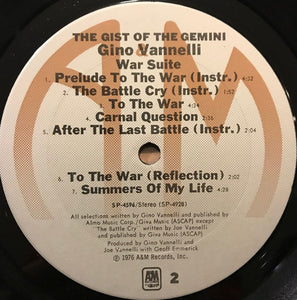 Gino Vannelli : The Gist Of The Gemini (LP, Album, Mon)