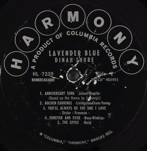 Dinah Shore : Lavender Blue (LP, Styrene)