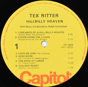 Tex Ritter : Hillbilly Heaven (LP, Album, RE, Jac)