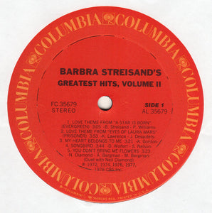 Barbra Streisand : Barbra Streisand's Greatest Hits Volume 2 (LP, Comp, Ter)