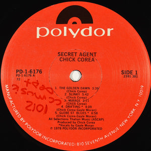 Chick Corea : Secret Agent (LP, Album, PRC)