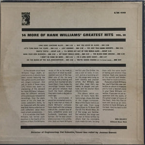 Hank Williams : 14 More Of Hank Williams' Greatest Hits Vol. III (LP, Comp, RP)