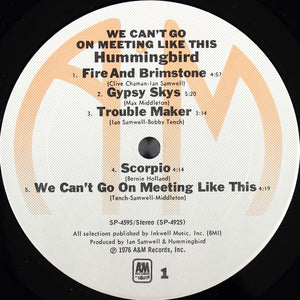 Hummingbird : We Can't Go On Meeting Like This (LP, Album, Pit)