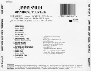 The Incredible Jimmy Smith* : Open House / Plain Talk (CD, Comp, RE)