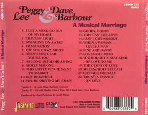 Peggy Lee & Dave Barbour : A Musical Marriage (CD, Comp, Mono)