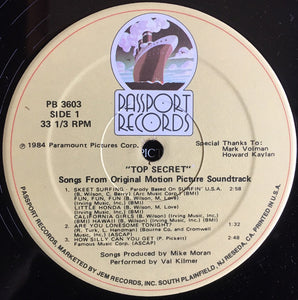 Val Kilmer : Songs From The Original Motion Picture Soundtrack Top Secret! (LP, Album)