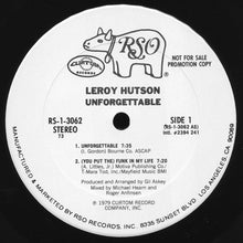 Laden Sie das Bild in den Galerie-Viewer, Leroy Hutson : Unforgettable (LP, Album, Promo, 73)
