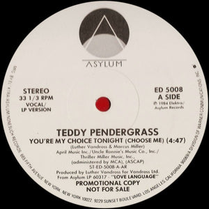 Teddy Pendergrass : You're My Choice Tonight (Choose Me) (12", Promo)