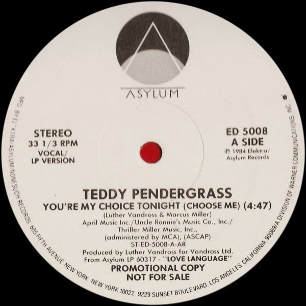 Teddy Pendergrass : You're My Choice Tonight (Choose Me) (12