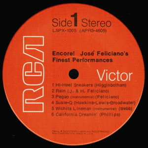 José Feliciano : Encore! José Feliciano's Finest Performances (LP, Album)