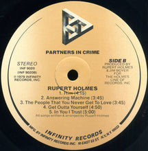 Load image into Gallery viewer, Rupert Holmes : Partners In Crime (LP, Album, Pin)
