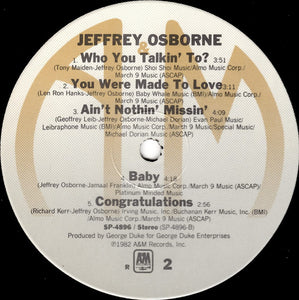 Jeffrey Osborne : Jeffrey Osborne (LP, Album, R)