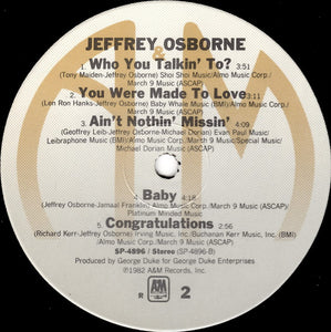 Jeffrey Osborne : Jeffrey Osborne (LP, Album, R, )