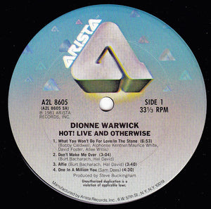 Dionne Warwick : Hot ! Live And Otherwise (2xLP, Album, Gat)
