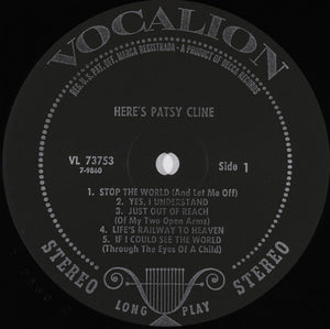 Patsy Cline : Here's Patsy Cline (LP, Comp, Pin)