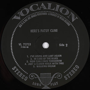 Patsy Cline : Here's Patsy Cline (LP, Comp, Pin)