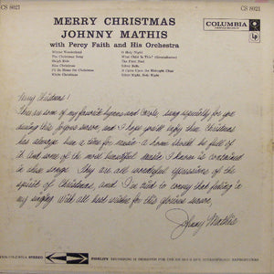 Johnny Mathis With Percy Faith And His Orchestra* : Merry Christmas (LP, Album, RE)