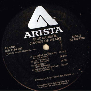 Eric Carmen : Change Of Heart (LP, Album)
