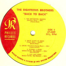 Laden Sie das Bild in den Galerie-Viewer, The Righteous Brothers : Back To Back (LP, Album, Mono)
