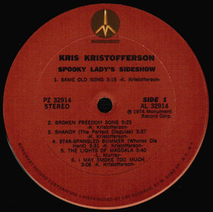 Kris Kristofferson : Spooky Lady's Sideshow (LP, Album, Pit)