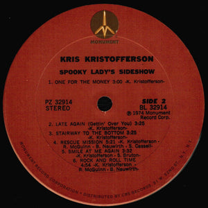Kris Kristofferson : Spooky Lady's Sideshow (LP, Album, Pit)
