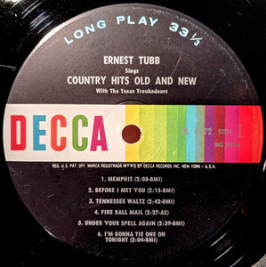 Ernest Tubb, The Texas Troubadours : Ernest Tubb Sings Country Hits Old & New With The Texas Troubadours (LP, Album, Mono, Promo)