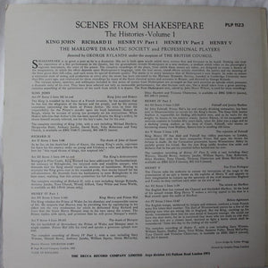 The Marlowe Dramatic Society And Professional Players : Scenes From Shakespeare: The Histories- Volume I (LP, Mono)