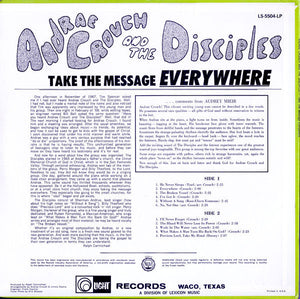 Andraé Crouch & The Disciples : Take The Message Everywhere (LP, Album, RE)