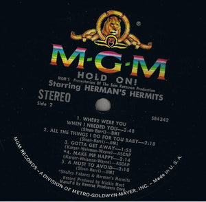 Herman's Hermits : Hold On! (Music From The Original Sound Track) (LP, Album, MGM)