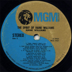 Hank Williams : The Spirit Of Hank Williams (LP, Album)