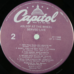 Asleep At The Wheel : Served Live (LP, Album, Jac)