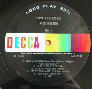 Rick Nelson* : Love And Kisses (LP, Album, Mono)