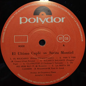 Sara Montiel : Canciones De La Película "El Último Cuplé"  (LP, Album, Mono)