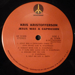 Kris Kristofferson : Jesus Was A Capricorn (LP, Album, Pit)