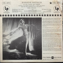 Laden Sie das Bild in den Galerie-Viewer, Marlene Dietrich : Marlene Dietrich At The Cafe De Paris (LP, Album, Mono, RE, Pit)
