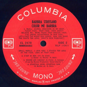 Barbra Streisand : Color Me Barbra (LP, Album, Mono, San)