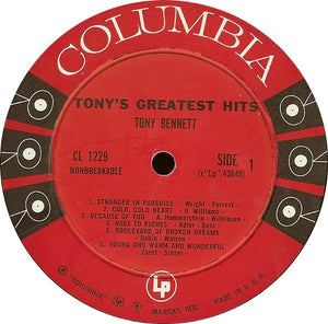 Tony Bennett : Tony's Greatest Hits (LP, Comp, Mono)