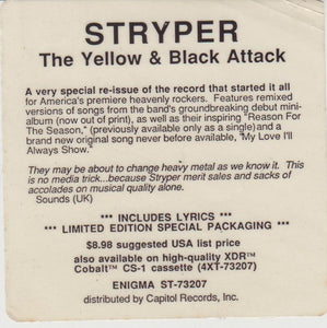Stryper : The Yellow And Black Attack (LP, Album, Ltd, RE, Blu)
