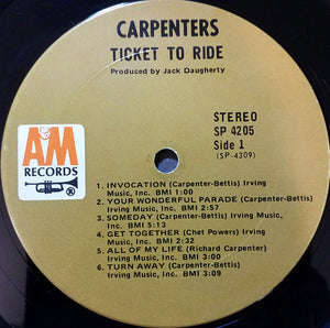 Carpenters : Ticket To Ride (LP, Album, RP, Ter)