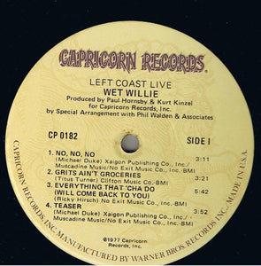 Wet Willie : Left Coast Live (LP, Album)
